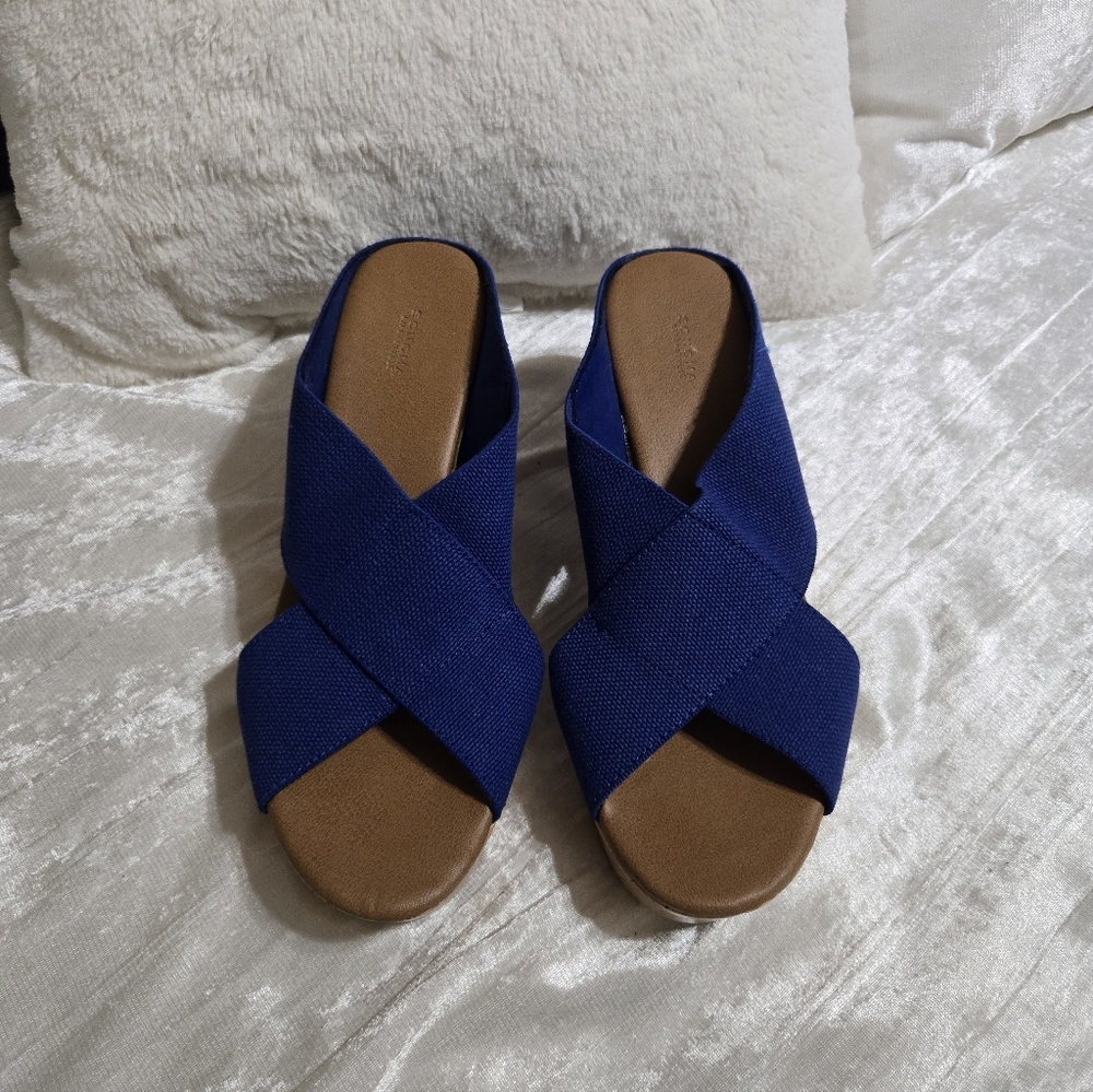 Blue Women's Slide Cork Sandals By Sonoma Size 8 EUC!!!